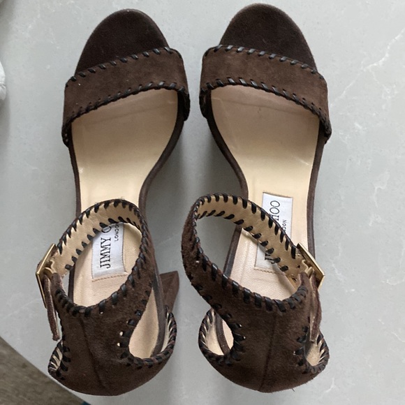 Jimmy Choo Holly Sandal in Brown Suede - Picture 7 of 8